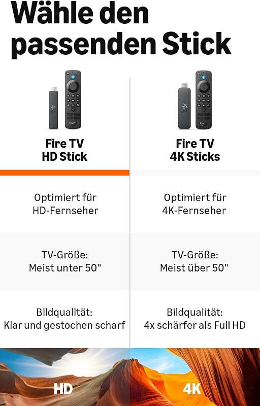 Fire TV Stick HD (neueste Generation), Free- und Live-TV-Inhalte, Alexa-Sprachfernbedienung, wird über den Fernseher mit Strom versorgt, mühelose Einrichtung, finde Serien schneller mit Alexa+