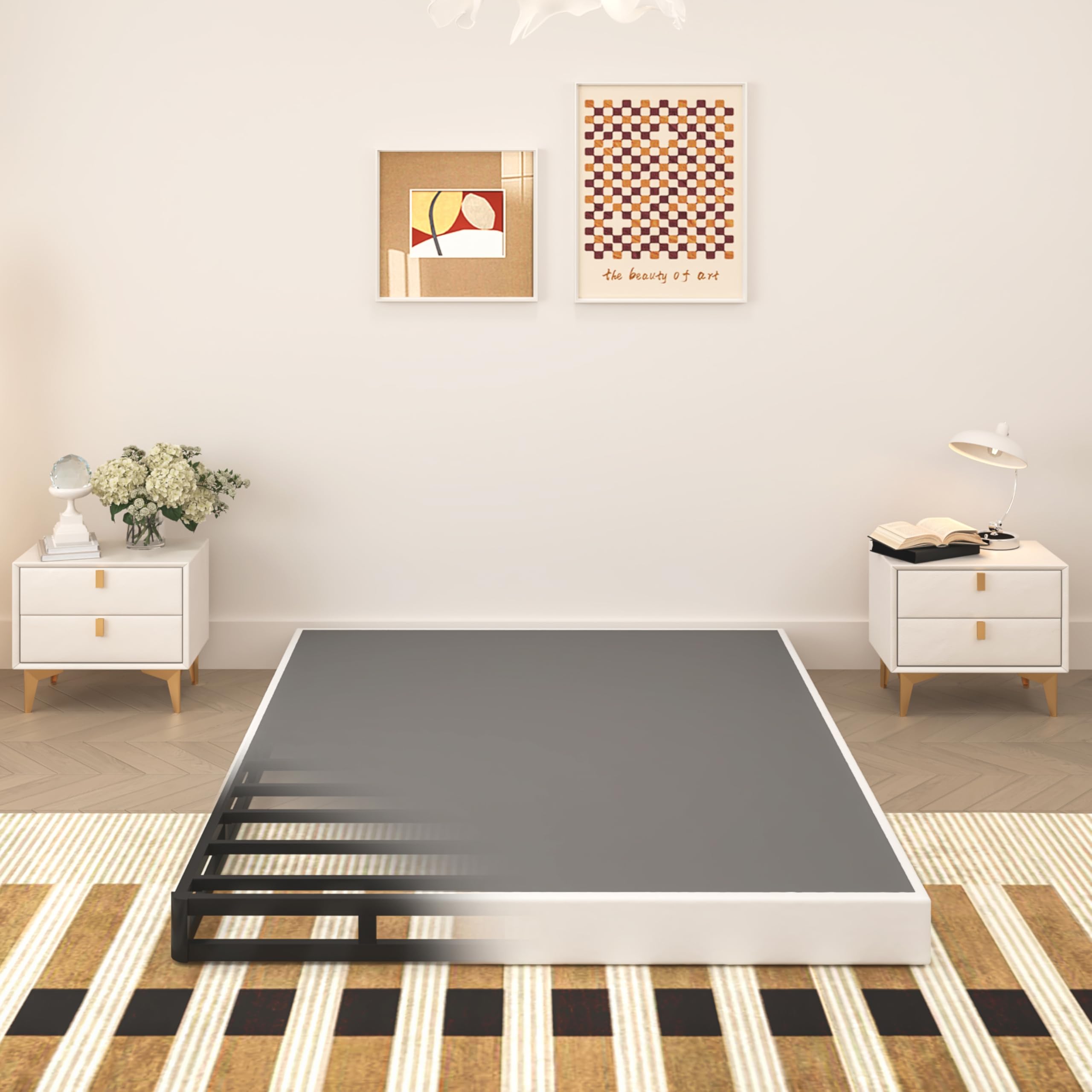 TROZULER 5 Inch Box Spring for Queen Bed, Heavy Duty Metal Mattress Foundation, 3000 lbs Capacity, Low Profile, Noise-Free, Easy Assembly with Fabric Cover