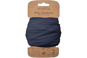 Karma Navy Headband for Women - Wide - Fabric Headband and Stretchy Hair Scarf - Navy