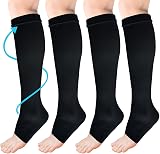 ACWOO Compression Socks Open Toe 2 Pairs Unisex Flight Running Medical