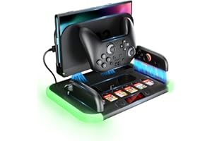 Switch 2 Charging Dock Station,HEYSTOP Switch 2 Controller Charger for Switch 2 Pro Controller and Joy Cons,with RGB,Heat Dissipation,Game Card Slot*6,Fast-Magnetic Charging Station Storage Organizer