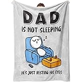 GoMelley Funny Birthday Gifts for Dad Husband, Dad is Not Sleeping Blanket, Dads Gifts from Daughter Son, Super Soft Throws Blanket for Couch and Napping, 60" x 50" (Gray)