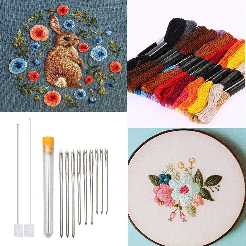 Magic Embroidery Pen, Punch Needle Set Craft Tools with case, Embroidery Kit Including 50 Color Threads for Embroidery Threaders Knitting Sewing