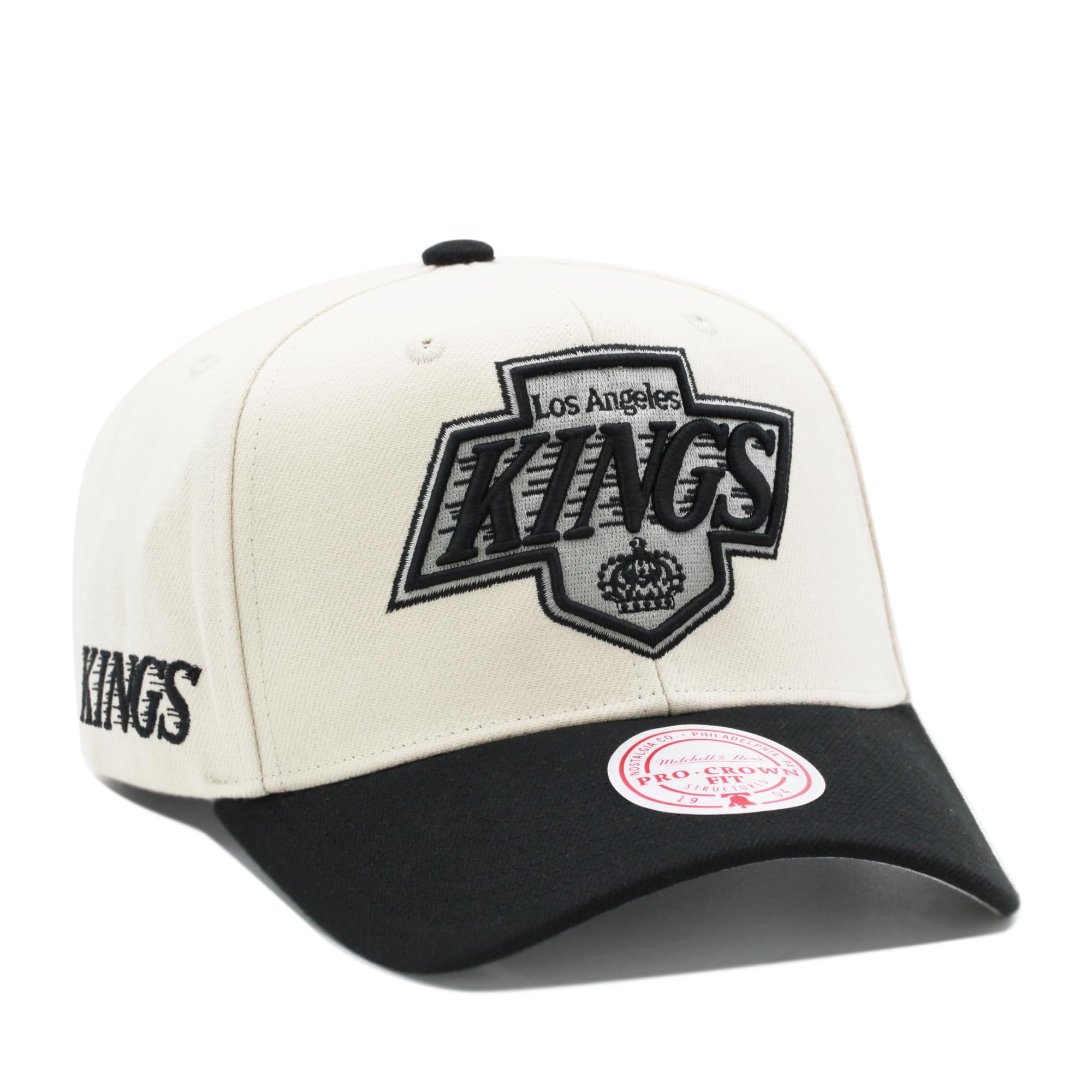 Photo 1 of Mitchell & Ness Los Angeles Kings NHL Game On Pro Precurved Vintage Snapback Hat Cap - Off White/Black