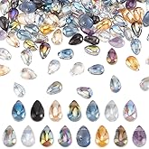 PH PandaHall 150pcs Teardrop Glass Beads 15 Colors Water Drop Glass Beads Top Drilled Teardrop Crystal Charms Electroplate Glass Pendants for DIY Necklace Bracelet Earring Jewelry Making 6x9 mm