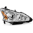 WEELMOTO Headlights Assembly for 2013-2015 Nissan Altima, Headlight Replacement for 13-15 Nissan Altima Chrome Housing Amber Reflector Right Passenger Side (DOES NOT FIT XENON/HID)