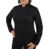 Culinary Master Women's Breathable Long Sleeve Premium Zip Up Chef Jacket Coat