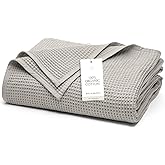 BOLL & BRANCH Waffle Bed Blanket - King/Cal King, Pewter - Luxury 100% Organic Cotton - Soft, Lightweight and Breathable - Textured Waffle Weave