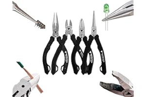 VAMPLIERS 4-PC 5" Precision Mini Pliers Set ESD Safe Grip. Made in Japan: Screw Extractor, Long Nose, Needle Nose Pliers & Flush Cutters. For Electronic Repairs/Precision Work/Jewelry/DIY.