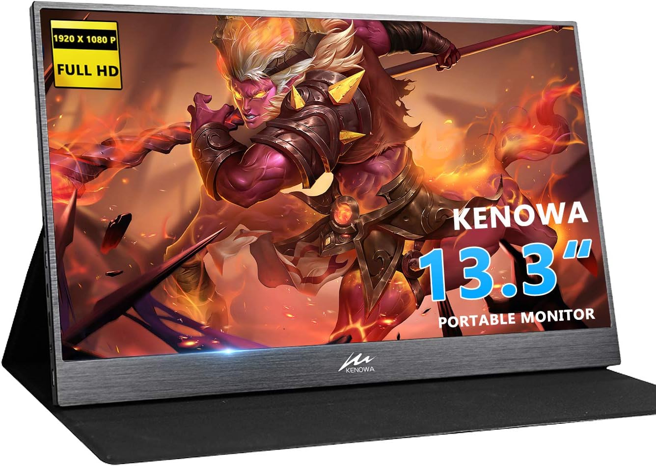 Kenowa 13.3” Type-C Portable Monitor Full HD 1920 x 1080 LED IPS Gaming Monitor with Port HDMI USB C for Raspberry Pi PS3 PS4 Xbox Ninetendo Mini PC MAC Laptop Display