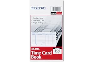 UNI-BALL REDIFORM Time Card Pad, Daily, 2-Sided, Manila, 4.25" x 7", 100 Cards (4K406)