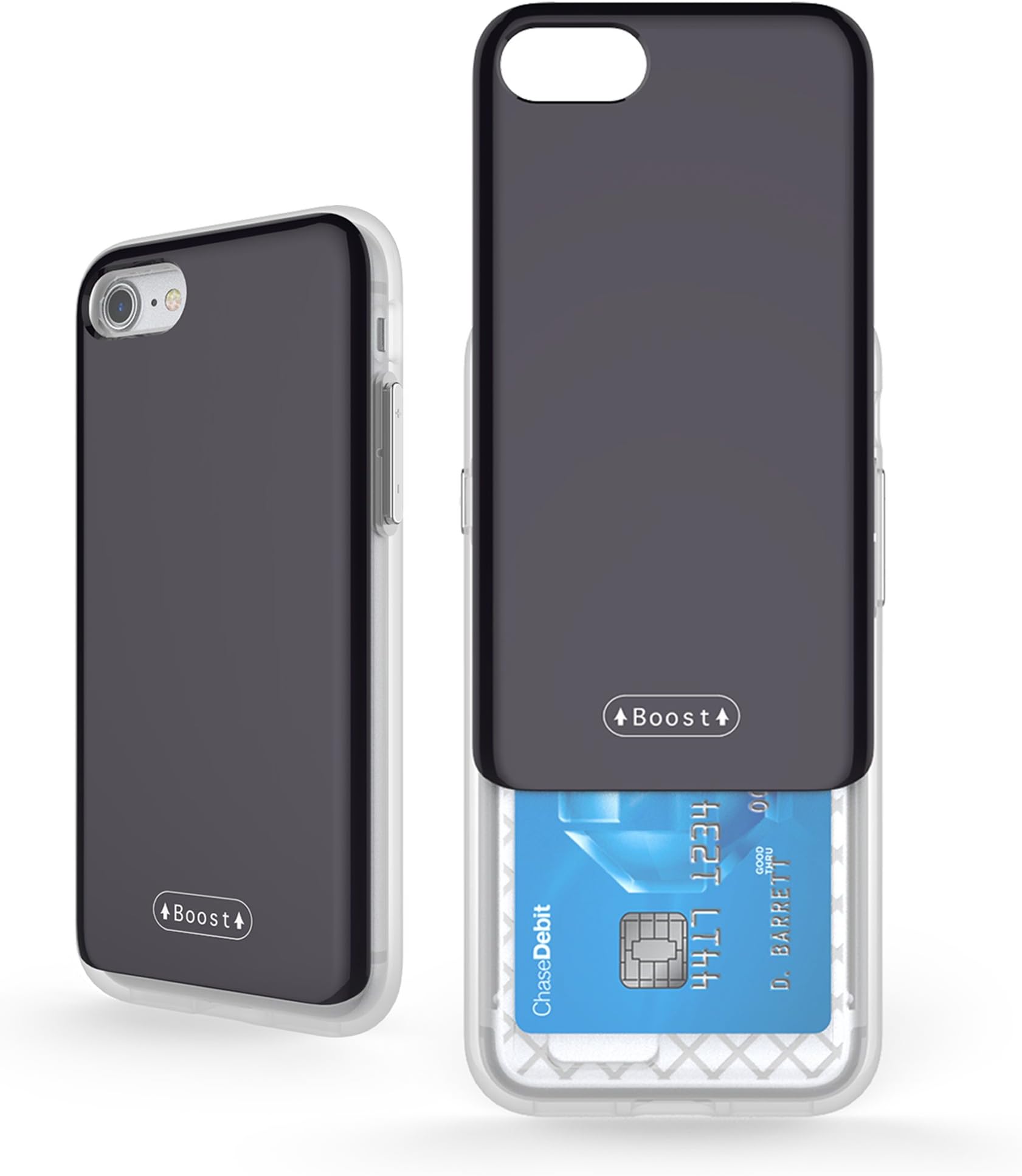 iPhone 8 Case/iPhone 7 Case, Molan Cano [Boost] Sliding Card Holder Wallet Case Dual Layer PU Cover with 2 Card Slots for Apple iPhone 8 (2017) and iPhone 7 (2016) - Black