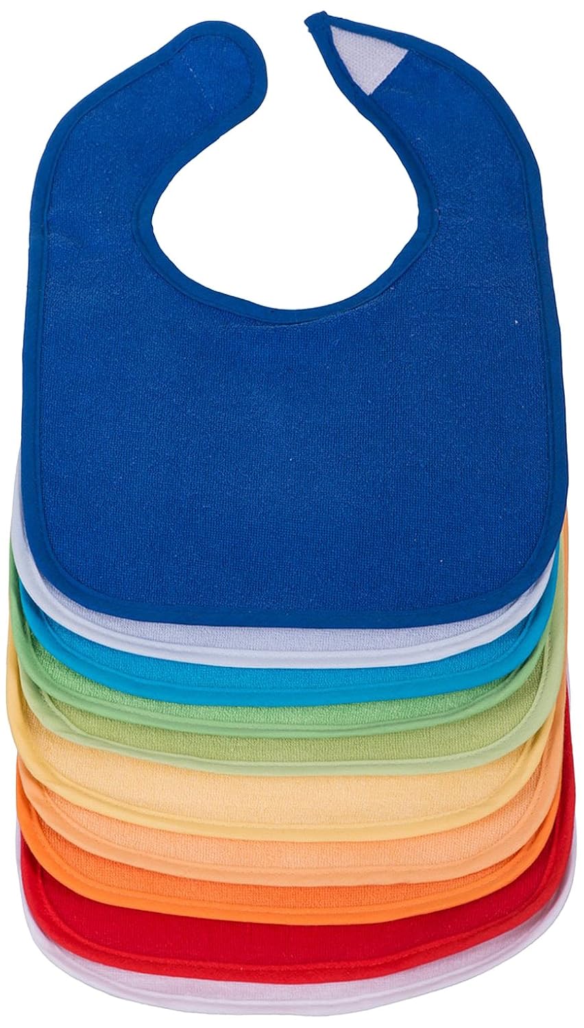 Bieco Baby Lätzchen, 10er Pack mit Klettverschluss in tollen Farben für Junge und Mädchen, Klettverschluss und doppelseitig mit außen Baumwolle, abwaschbar und wasserdicht, Kinderlätzchen