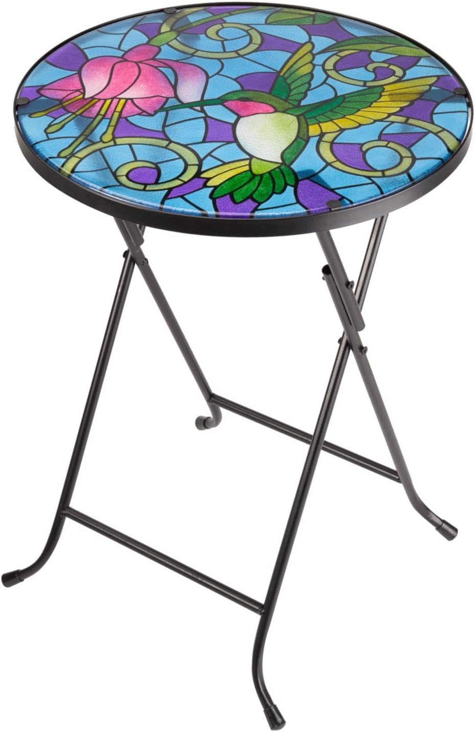 Smart Garden Mosaic Metal Garden Bistro Folding Drinks Table Hummingbird Design