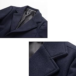 INVACHI Men's Wool Blend Long Trench Coat Notched