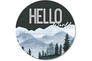 WHOLESALE WOODCUTS Birth Stat Acrylic Sign for Newborn Baby, 6" Blue Mountain Design, Hello World, Gift for New Mom, Baby Shower, Gender Reveal, Crib & Nursery Decor, Pregnancy Announcement, Photography Prop