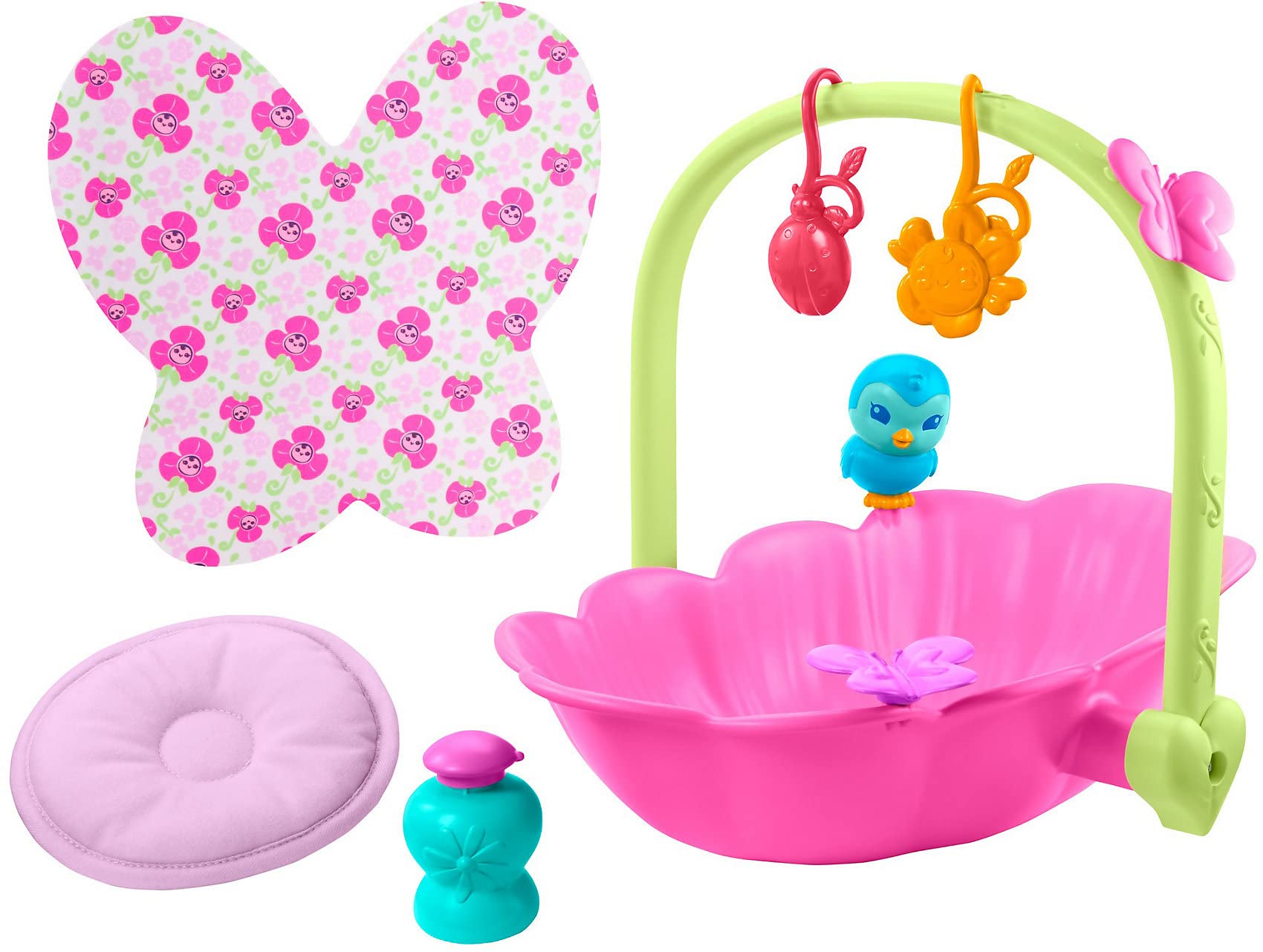 My Garden Baby HBH46​ Baby Butterfly 2-in-1 Bath & Bed (29.2-cm / 11.1-in), with Accessories like Soap, Pillow, Mobiles, and More, Great Gift for Kids Ages 2Y+, Multicolor