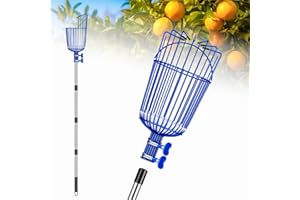 Ginbel Direct Fruit Picker Pole with Basket Segmented Fruit Picker Pole Tool for Apple Avocado Cherry Lemon Mango Orange Peach Picking(40-100")
