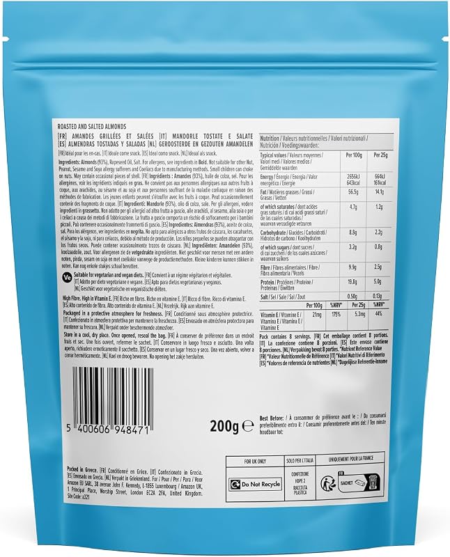 ALMENDRAS TOSTADAS Y SALADAS, 7 x 200 g
