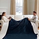 FVERWAG Heated Blanket King Size - Dual Control King Electric Blanket with 5 Heat Settings, 10 Hrs Auto Off for Bed, ETL Certified, Washable Flannel Sherpa Heating Blankets 100" x 90", Navy