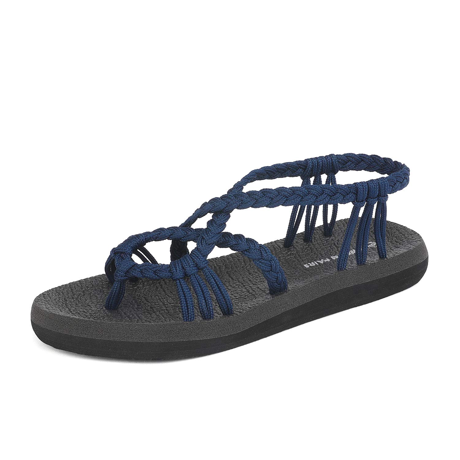 DREAM PAIRS Women's Flat Sandals Summer Braided Strap Yoga Comfortable Beach Sandals