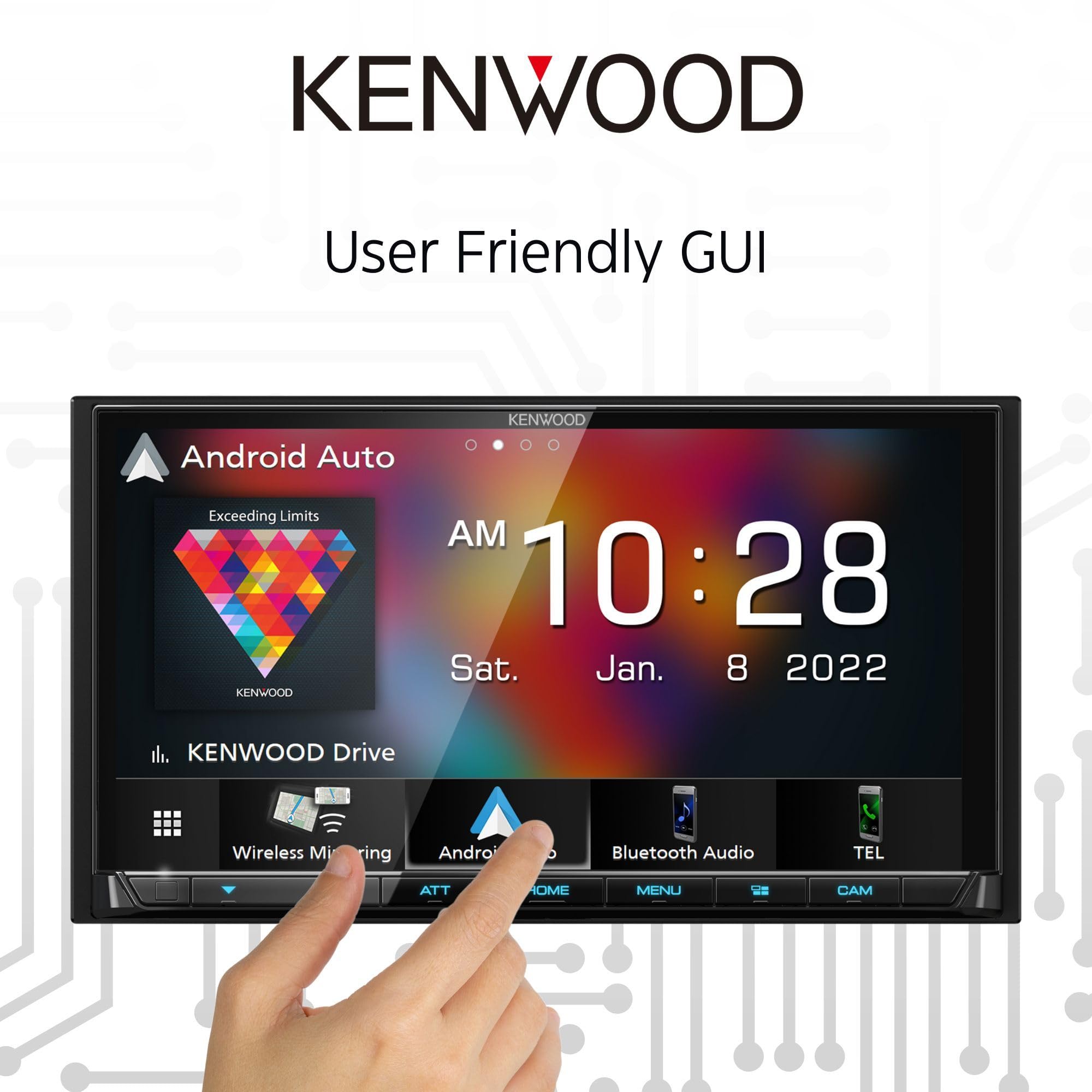 KENWOOD DMX9708S 6.95-Inch Capacitive Touch Screen, Car Stereo, Wired and Wireless CarPlay and Android Auto, Bluetooth, AM/FM Radio, MP3 Player, USB Port, Double DIN, 13-Band EQ, SiriusXM…