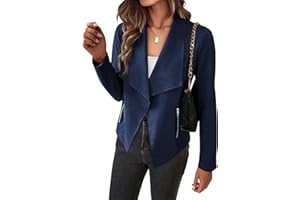 BTFBM Womens Faux Suede Jackets Dressy Spring Summer Clothes 2025 Lapel Long Sleeve Open Front Cropped Outerwear Coats