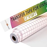 HTVRONT Transfer Tape for Vinyl -12" x 16 FT w/Red Alignment Grid Transfer Paper, Medium Tack Vinyl Transfer Tape for Permane