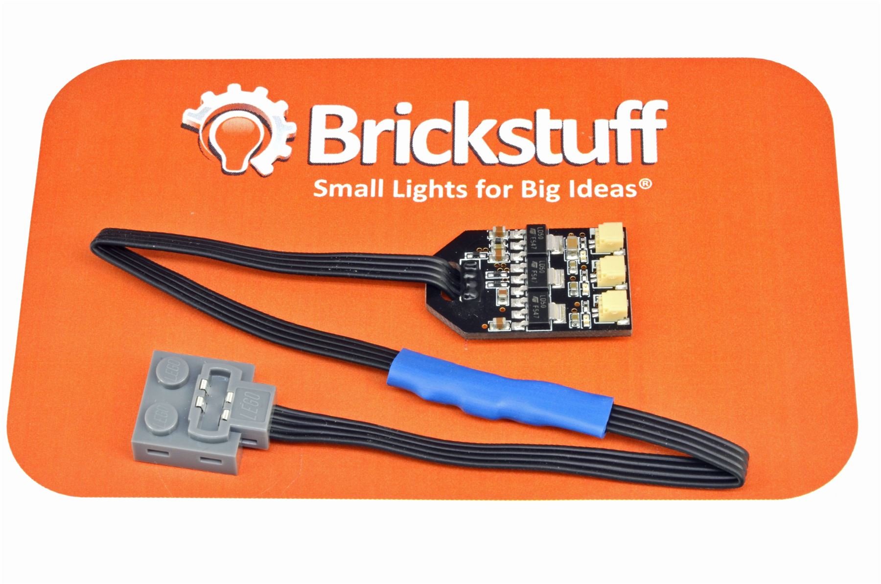Brickstuff Lego Power Functions Power Source v2 with 9" (22.8cm) Cable and 3 Channel 5V DC Output - SEED07