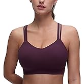 CRZ YOGA Softness Mold Butterluxe D/DD Cup Longline Sports Bras for Women - Supportive Double Straps Cross Back Yoga Top