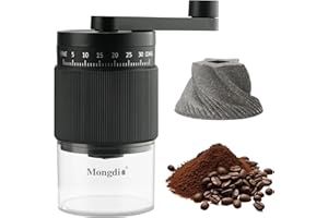 Mongdio Portable Manual Coffee Bean Grinder with 35 Grind Settings, Hand Coffee Grinder, Conical Burr Coffee Grinder, Perfect for Home and Outdoors, Black