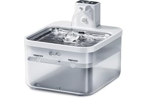 DownyPaws Battery Operated Cat Water Fountain Stainless Steel, 84oz/2.5L Fursink Wireless Pet Water Fountain for Cats Inside, Automatic Dog Water Dispenser with Faucet, Quiet Pump, BPA-Free, White