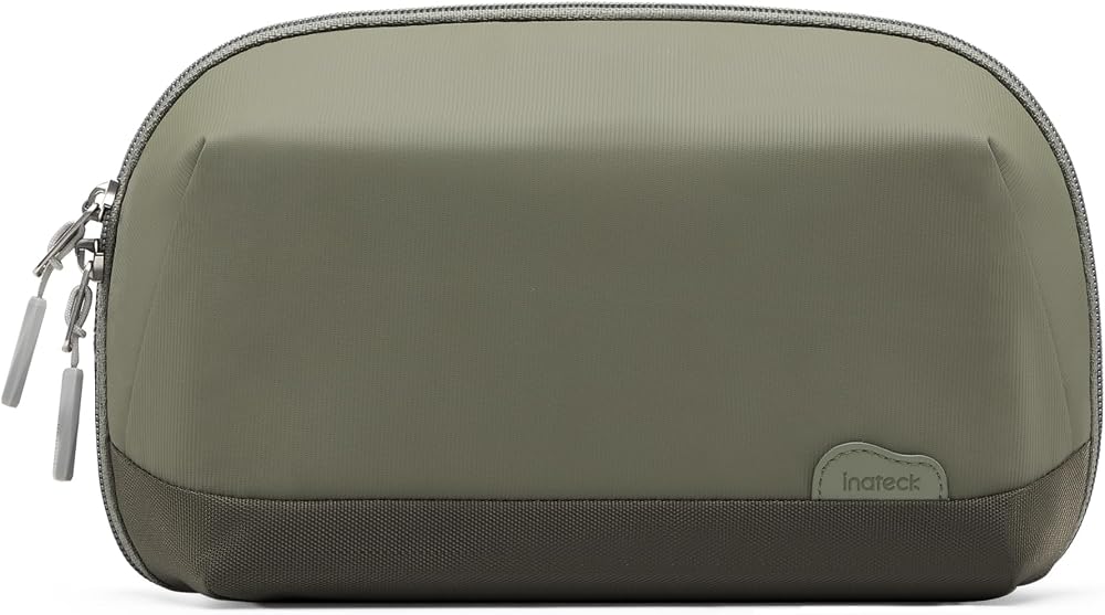 Inateck Electronics Organizer Travel Case Olive Large 180° Open 1200D