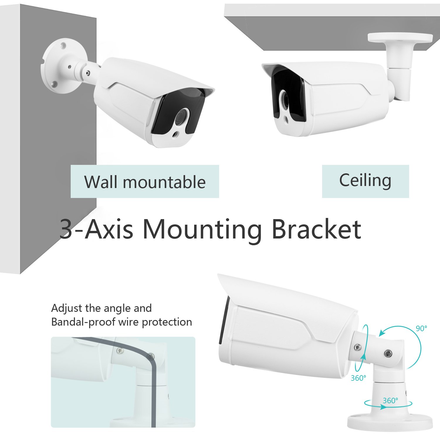 PoE Security Camera, 720P Weatherproof Surveillance IP Camera Night Vision Motion Detection Free APP Remote Viewing Outdoor/Indoor (720P)