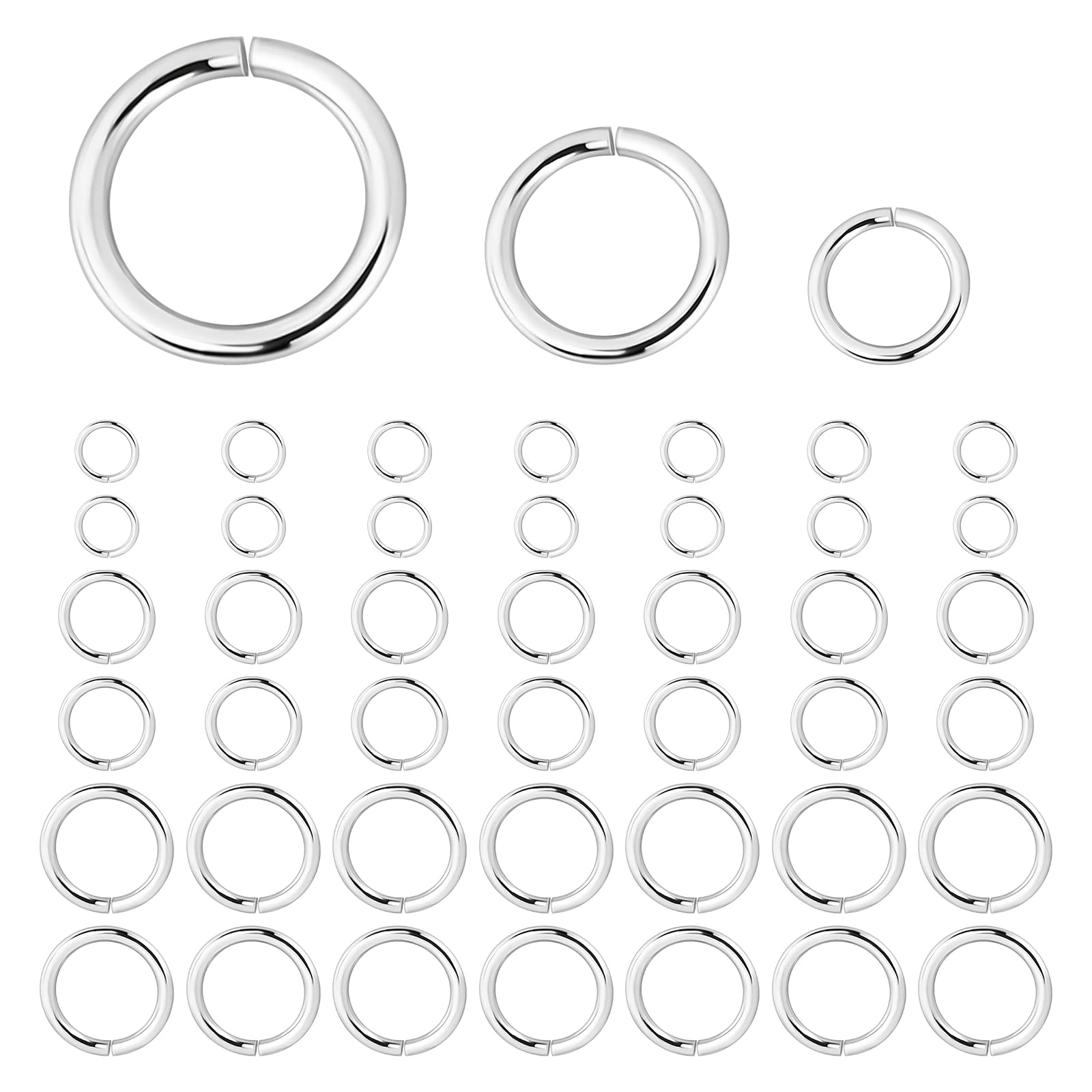 SAVITA 60pcs 925 Sterling Silver Jump Rings, 4mm 5mm 6mm Assorted Size Jewelry Jump Rings Connectors Open Jump Rings for Jewelry Making Earrings Keychains Bracelets (D29097)