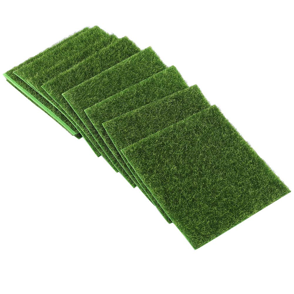 Ymiko 10Pcs DIY Garden Grass Fairy Artificial Grass Miniature Dollhouse Ornament 5.9"x5.9"