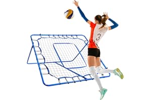 WINTHAI Versatile Volleyball Rebound Net 3.9x3.9 FT, Blue Target Ribbon for Accuracy, 4-Angle Adjustments, Easy Setup Soccer Rebounder & Volleyball Training Equipment for Soccer & More
