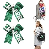 ZAWALUD 2PCS Handmade & Sparkly Cheer Pin Strap Keychain for Backpack – Glitter Cheer Bow Holder & Gift for Daughter from Mom