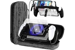 QUAGGY 3-in-1 Accessoris Kit Compatible with PlayStation Portal, EVA Carrying Case for PS Portal with Silicone TPU&Hard PC Clear Protective Cover, 2 Pack Screen Protectors(Black)