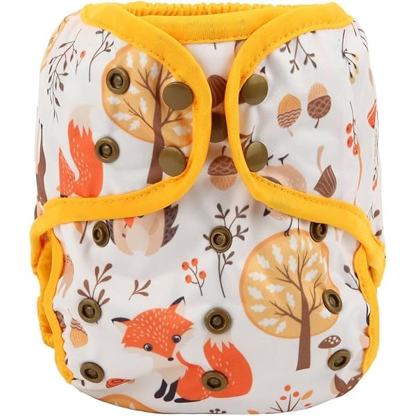 One Size Cloth Diaper Cover Snap With Double Gusset (Feather Animal