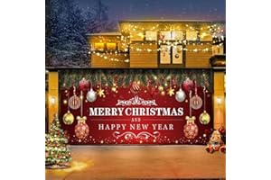 YIZUPTC 7 x 16 ft Christmas Garage Door Banner Decorations Ultra Large Christmas Holiday Garage Door Banner Cover Murals, Indoor and Outdoor Santa Winter Snowman Banner Garage Door Decoration