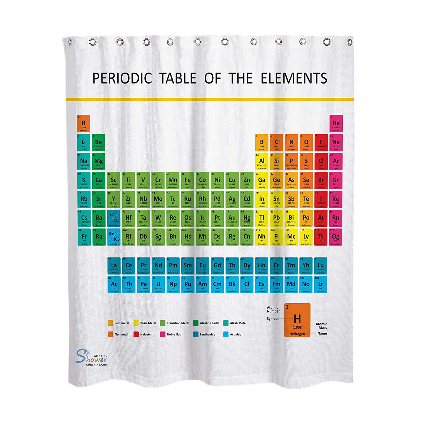 Nanxin Periodic Table Shower Curtain for Bathroom (Polyester Fabric )