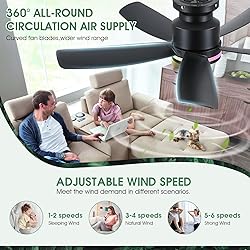 Ceiling Fans with RGB Lights and Remote/APP