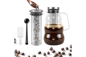 TRINIDa Cold Brew Pitcher, 2000ml/67oz High Borosilicate Glass, -4°F to 266°F, Stainless Steel 150 Mesh, Easy Clean, Family Size, Glass Pitcher, Ideal coffee gifts, Cold Brew Coffee Maker
