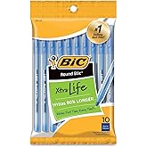BIC Round Stic Ball Pens Stick, Blue, Medium Point, 10-Pack