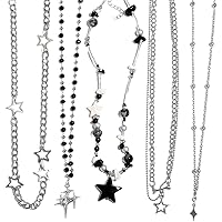 Amazon.com: 10 Pcs Y2k Necklace Set for Women, Silver Necklace Set