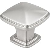 homdiy 5 Pack Kitchen Cabinet Knobs Brushed Nickel Drawer Knobs Silver Solid Square Cabinet Hardware for Dresser Bathroom Satin Nickel Door Handles for Kitchen Cupboard,Zinc Alloy
