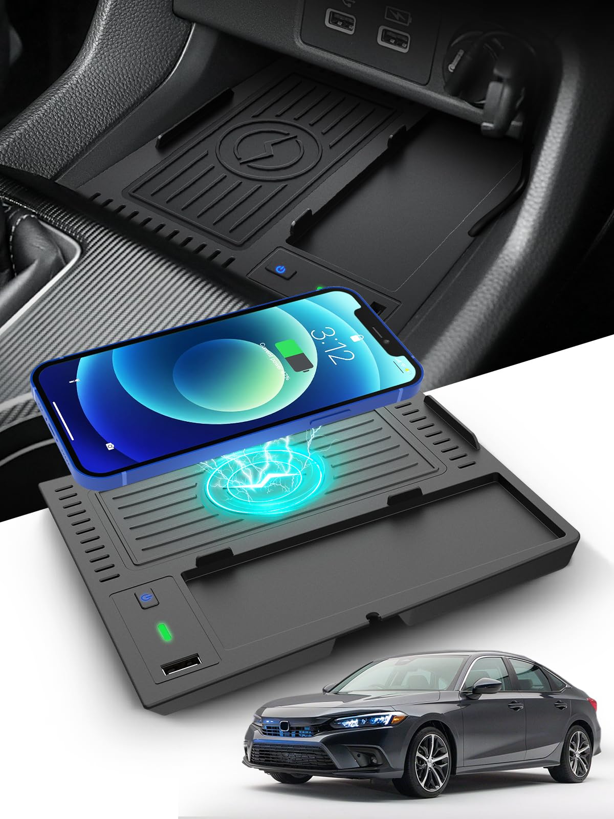 Photo 1 of CarQiWireless Wireless Charger for Honda Civic 2025 2024 2023 2022,Automotive Center Console Organizer Wireless Charging Pad for 2022-2025 Honda Civic Sport Accessories