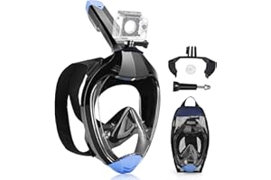 IGYM Full Face Snorkel Mask, Snorkeling Gear for Adults with Dry Top Breathing System and Detachable Camera Mount, Foldable Snorkel Mask Adult, Anti-Fog & Anti-Leak