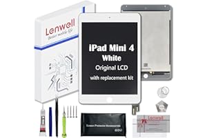 LENWELL iPad Mini 4 7.9” 2015 True Original OEM Display Digitizer LCD Screen Replacement Touch Assembly A1538 A1550 Premium Repair Kit (White)